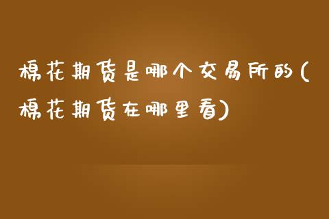 棉花期货是哪个交易所的(棉花期货在哪里看)