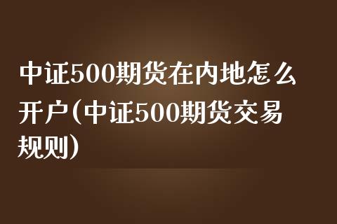 中证500期货在内地怎么开户(中证500期货交易规则)