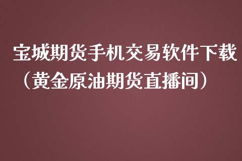 宝城期货手机交易软件下载（黄金原油期货直播间）