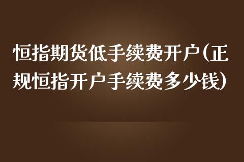 恒指期货低手续费开户(正规恒指开户手续费多少钱)