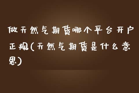 做天然气期货哪个平台开户正规(天然气期货是什么意思)