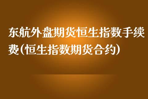 东航外盘期货恒生指数手续费(恒生指数期货合约)