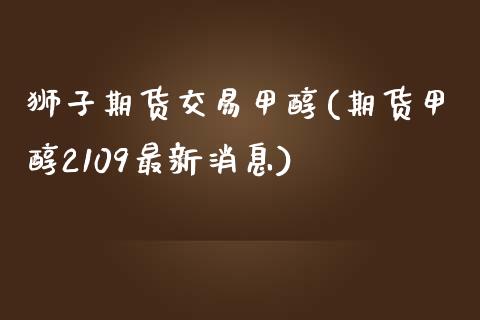 狮子期货交易甲醇(期货甲醇2109最新消息)