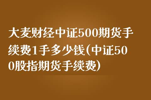 大麦财经中证500期货手续费1手多少钱(中证500股指期货手续费)