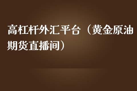 高杠杆外汇平台（黄金原油期货直播间）