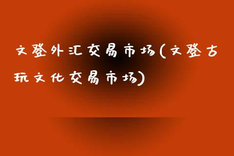 文登外汇交易市场(文登古玩文化交易市场)