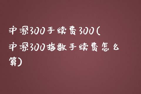 沪深300手续费300(沪深300指数手续费怎么算)