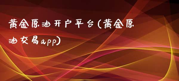 黄金原油开户平台(黄金原油交易app)