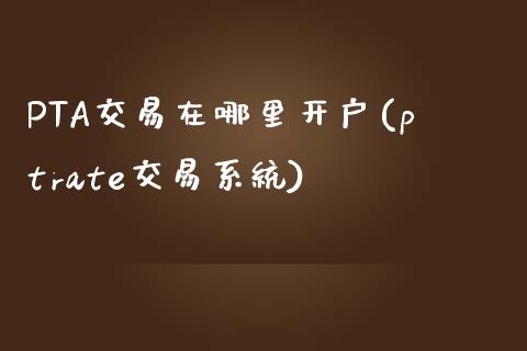 PTA交易在哪里开户(ptrate交易系统)