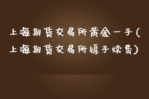 上海期货交易所黄金一手(上海期货交易所镍手续费)