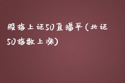 股指上证50直播平(北证50指数上涨)