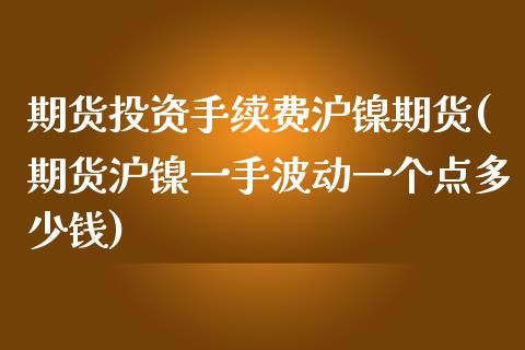 期货投资手续费沪镍期货(期货沪镍一手波动一个点多少钱)