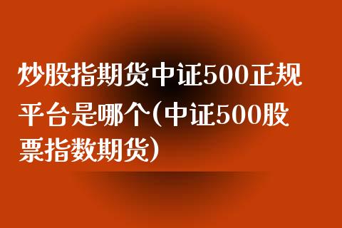 炒股指期货中证500正规平台是哪个(中证500股票指数期货)