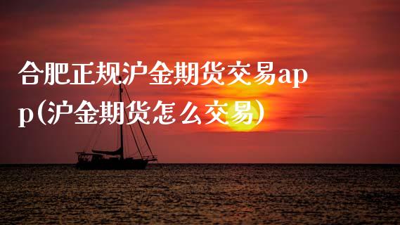 合肥正规沪金期货交易app(沪金期货怎么交易)