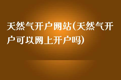 天然气开户网站(天然气开户可以网上开户吗)