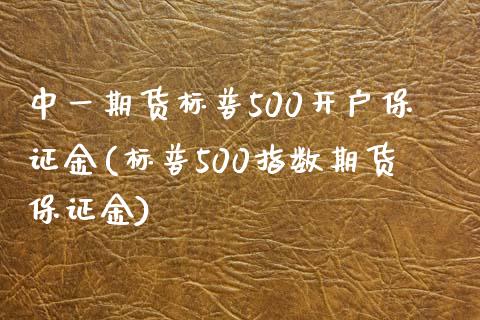 中一期货标普500开户保证金(标普500指数期货保证金)