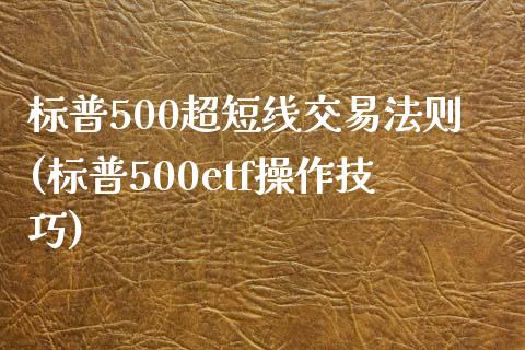 标普500超短线交易法则(标普500etf操作技巧)