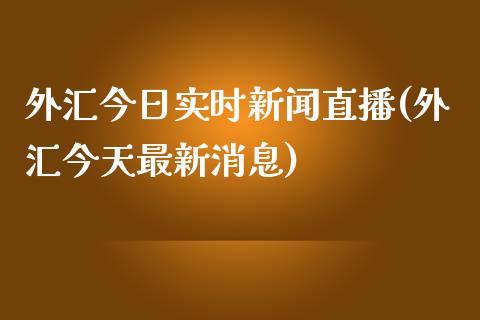 外汇今日实时新闻直播(外汇今天最新消息)