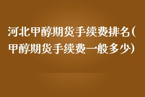 河北甲醇期货手续费排名(甲醇期货手续费一般多少)