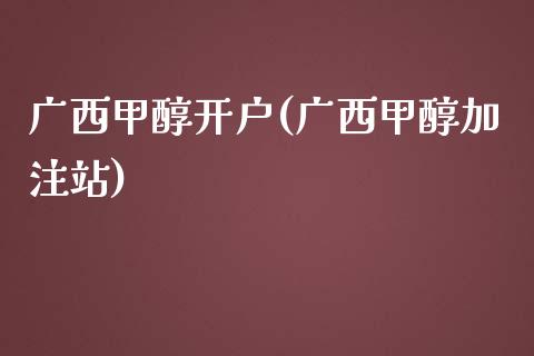 广西甲醇开户(广西甲醇加注站)