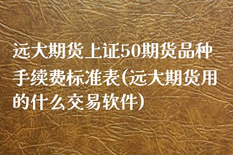 远大期货上证50期货品种手续费标准表(远大期货用的什么交易软件)