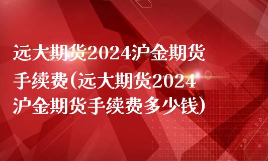 远大期货2024沪金期货手续费(远大期货2024沪金期货手续费多少钱)