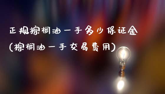 正规棕榈油一手多少保证金(棕榈油一手交易费用)