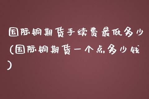 国际铜期货手续费最低多少(国际铜期货一个点多少钱)