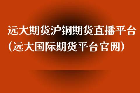 远大期货沪铜期货直播平台(远大国际期货平台官网)