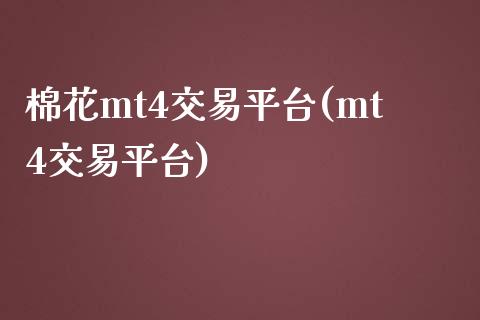 棉花mt4交易平台(mt4交易平台)