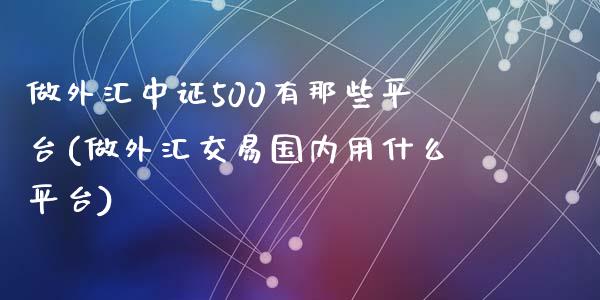 做外汇中证500有那些平台(做外汇交易国内用什么平台)