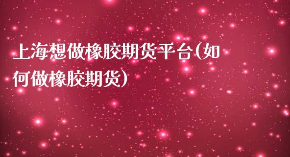 上海想做橡胶期货平台(如何做橡胶期货)