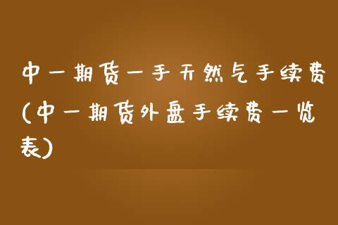 中一期货一手天然气手续费(中一期货外盘手续费一览表)