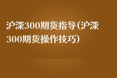 沪深300期货指导(沪深300期货操作技巧)