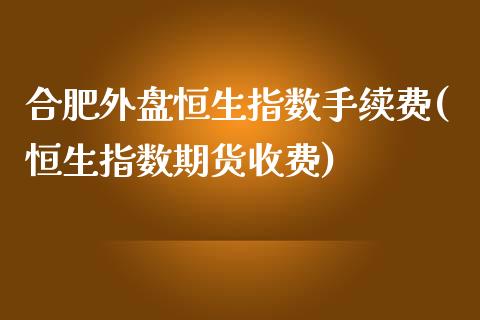 合肥外盘恒生指数手续费(恒生指数期货收费)